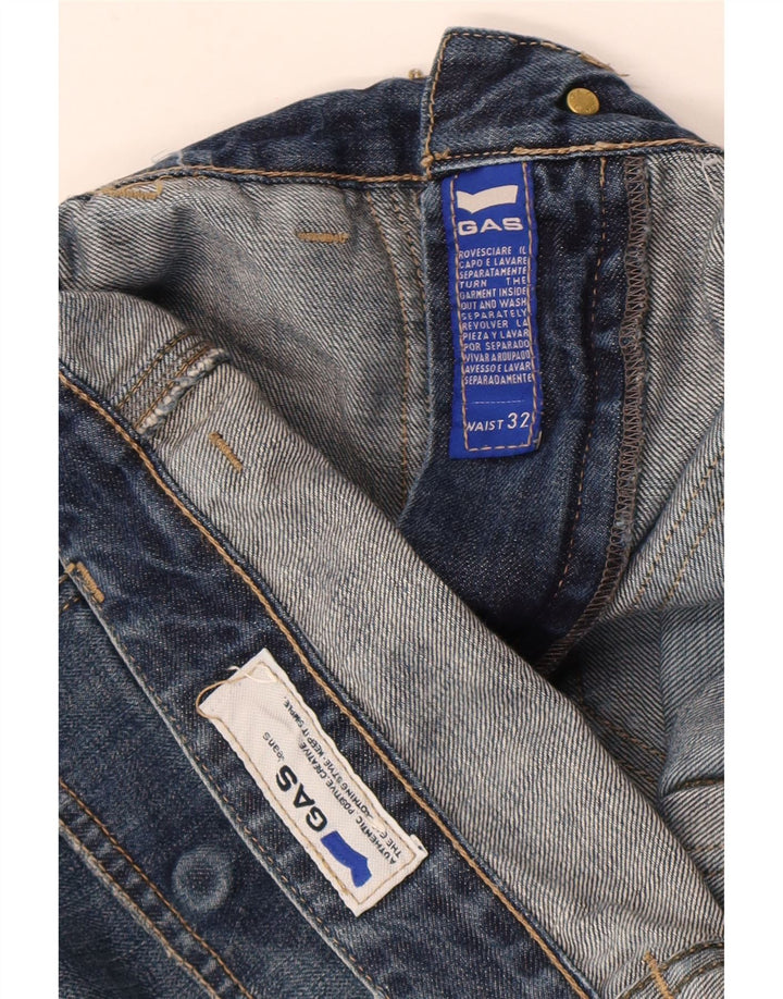 Calça jeans masculina GAS desgastada W32 L34 azul
