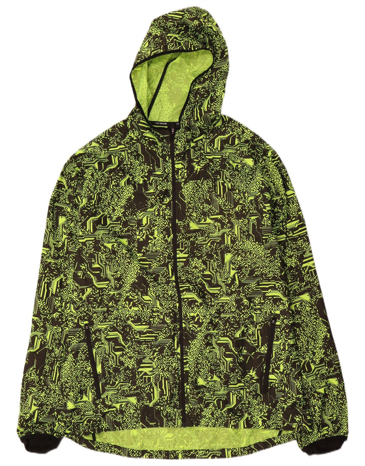 Jaqueta de chuva masculina Nike com capuz para corrida UK 42 XL poliéster geométrico verde