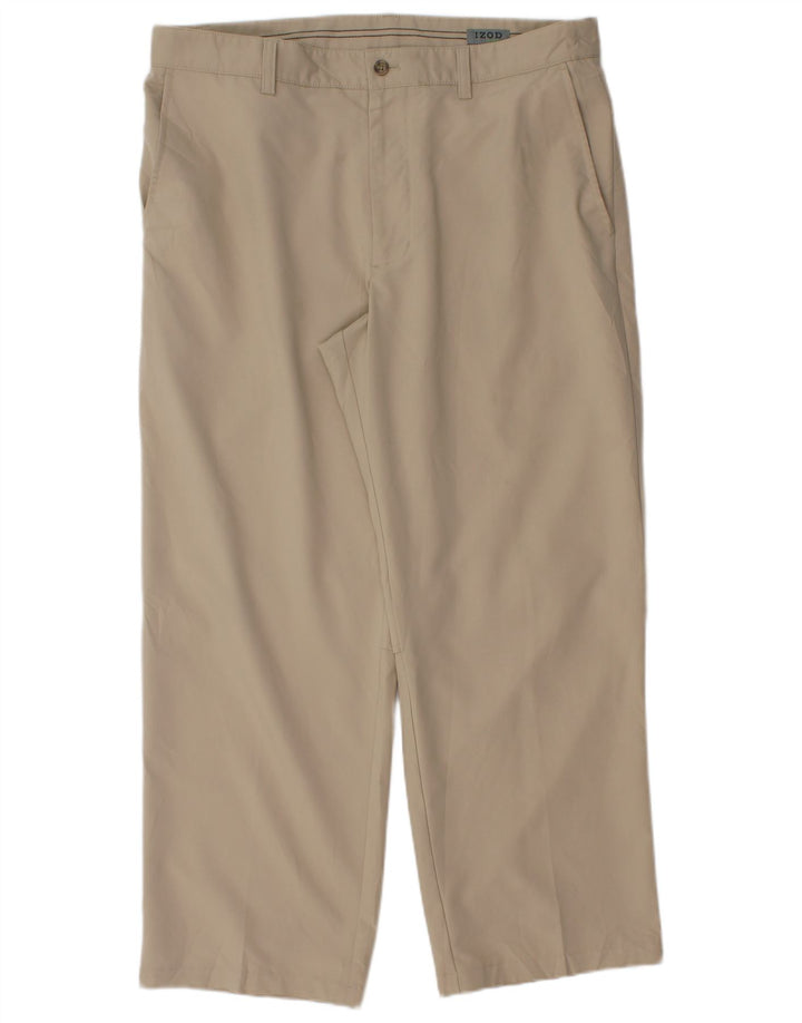 Calça Chino Izod Masculina Reta W36 L28 Poliéster Bege