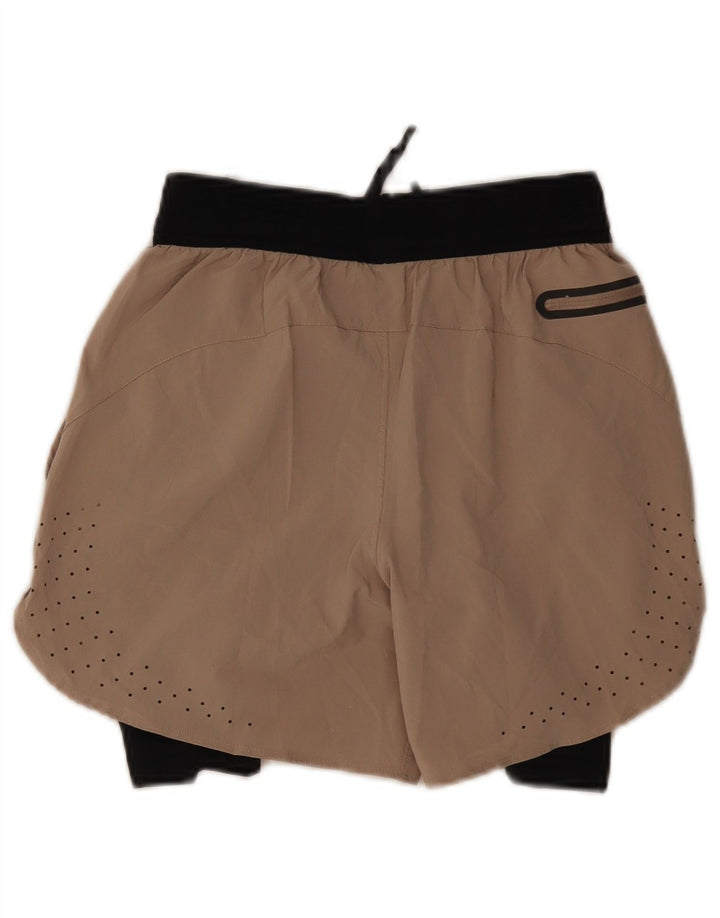 Shorts esportivos femininos Nike UK 8 pequeno bege colorblock poliéster
