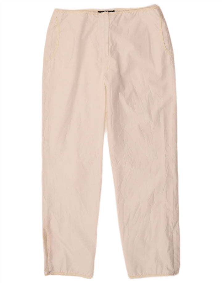Calça feminina reta casual Dkny médio W30 L28 poliéster branco