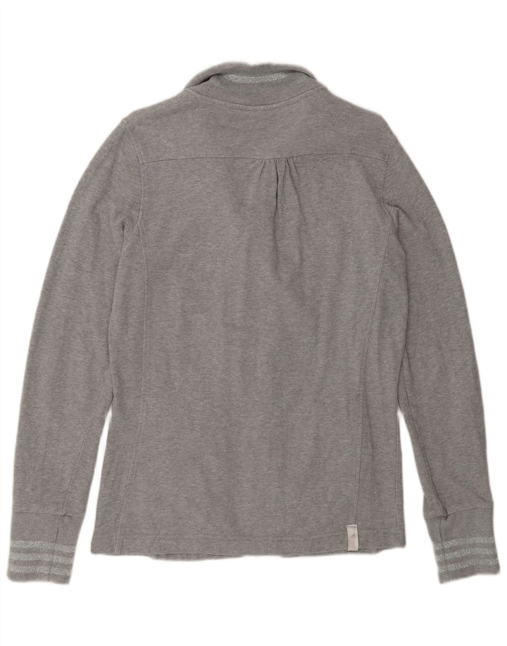 Adidas Womens Tracksuit Top Jacket UK 16 Grande Cinza Algodão