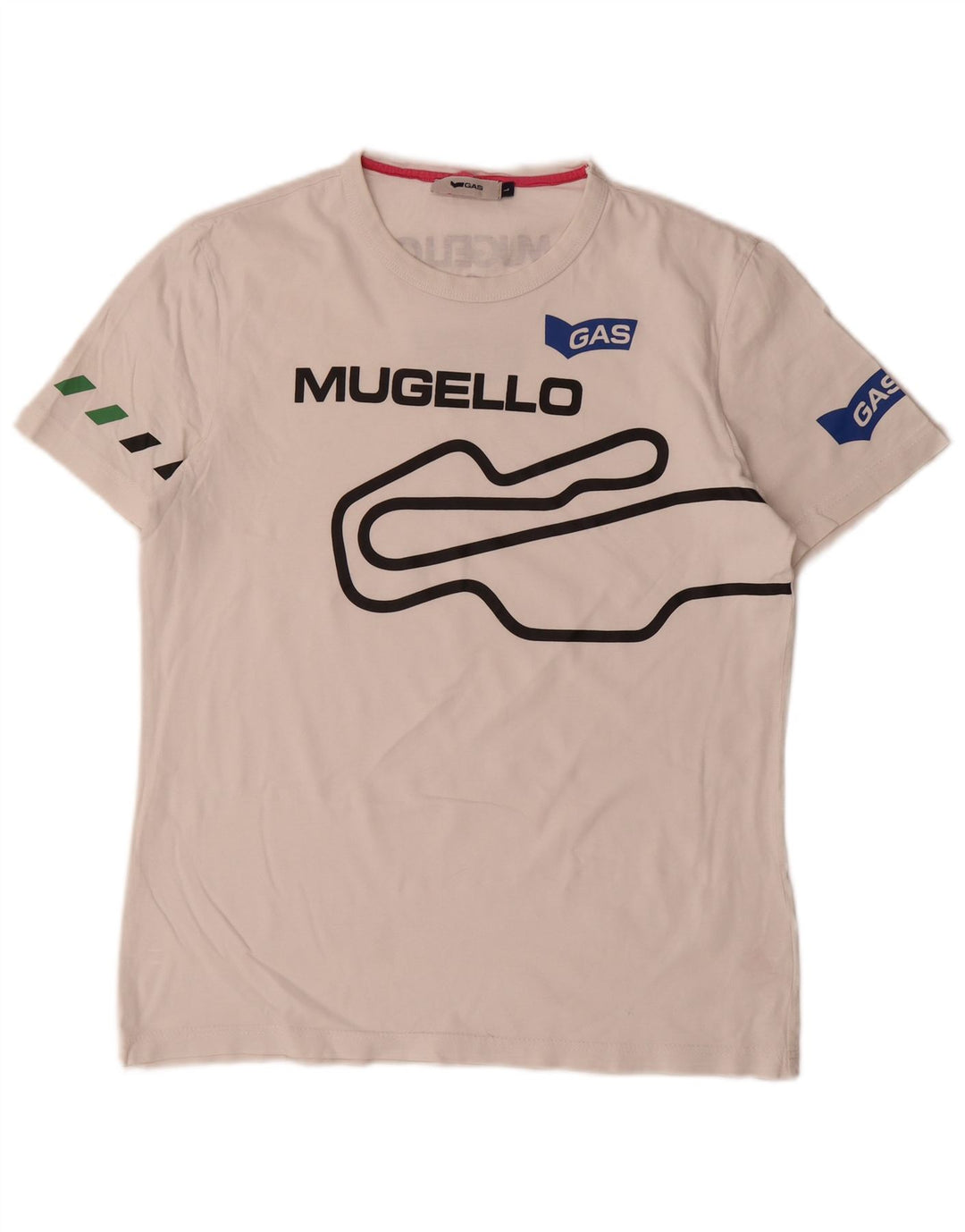 Camiseta gráfica masculina Gas Top grande de algodão branco