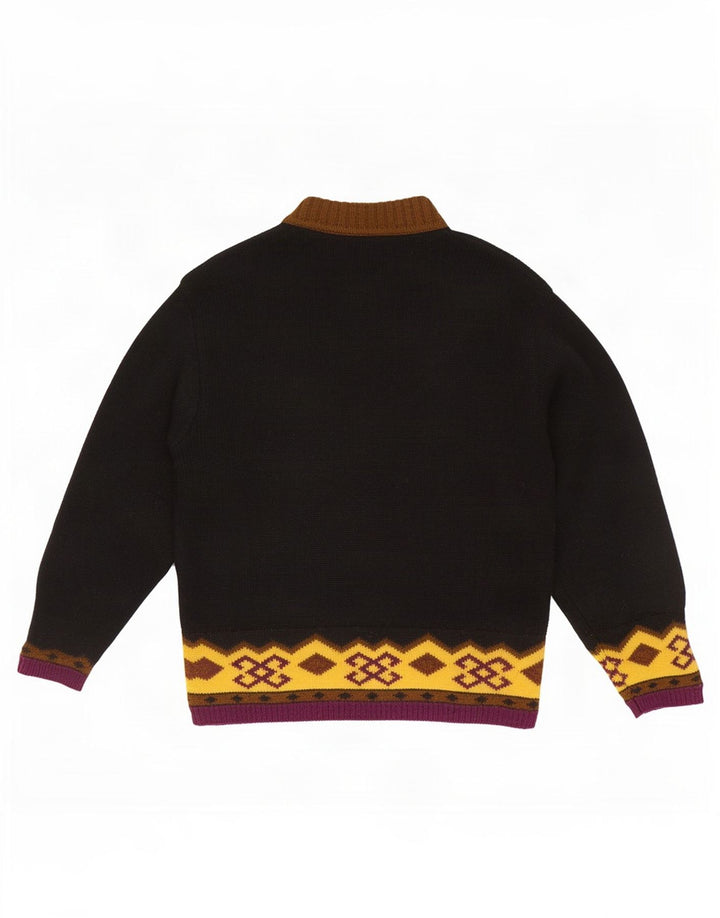 Suéter masculino Sisley com gola tartaruga médio preto Fair Isle Wool