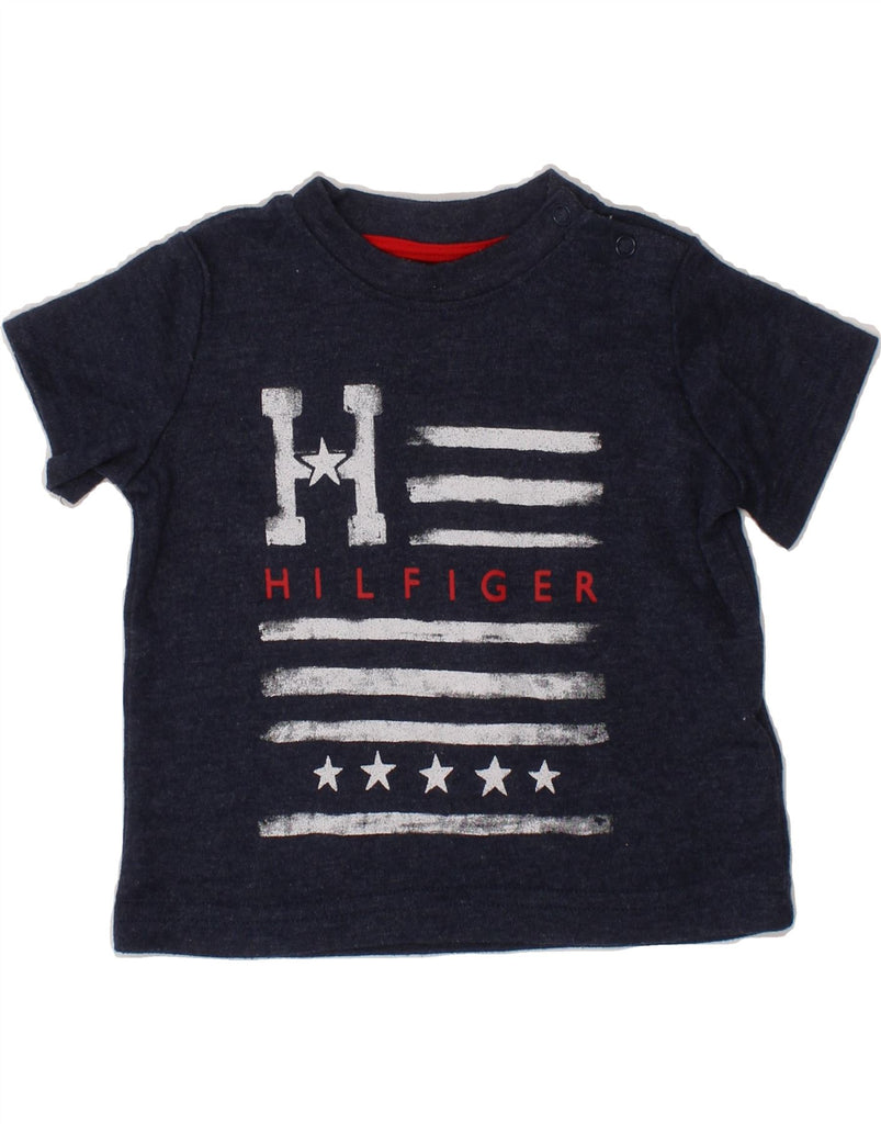 TOMMY HILFIGER Baby Boys Graphic T-Shirt Top 3-6 Months Navy Blue Cotton Vintage Tommy Hilfiger and Second-Hand Tommy Hilfiger from Messina Hembry 