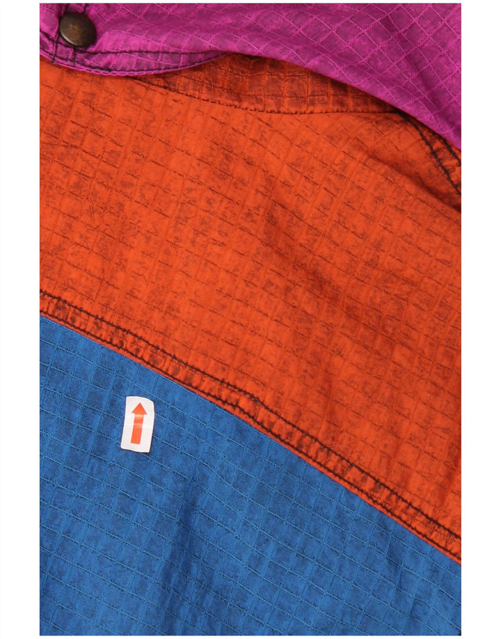 Macacão de esqui masculino vintage com capuz IT 52 grande azul colorblock poliamida