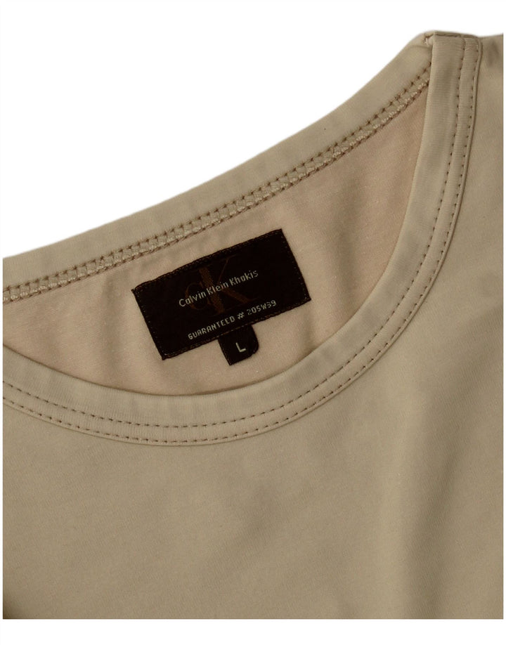 CALVIN KLEIN Camiseta masculina cáqui Top grande cáqui