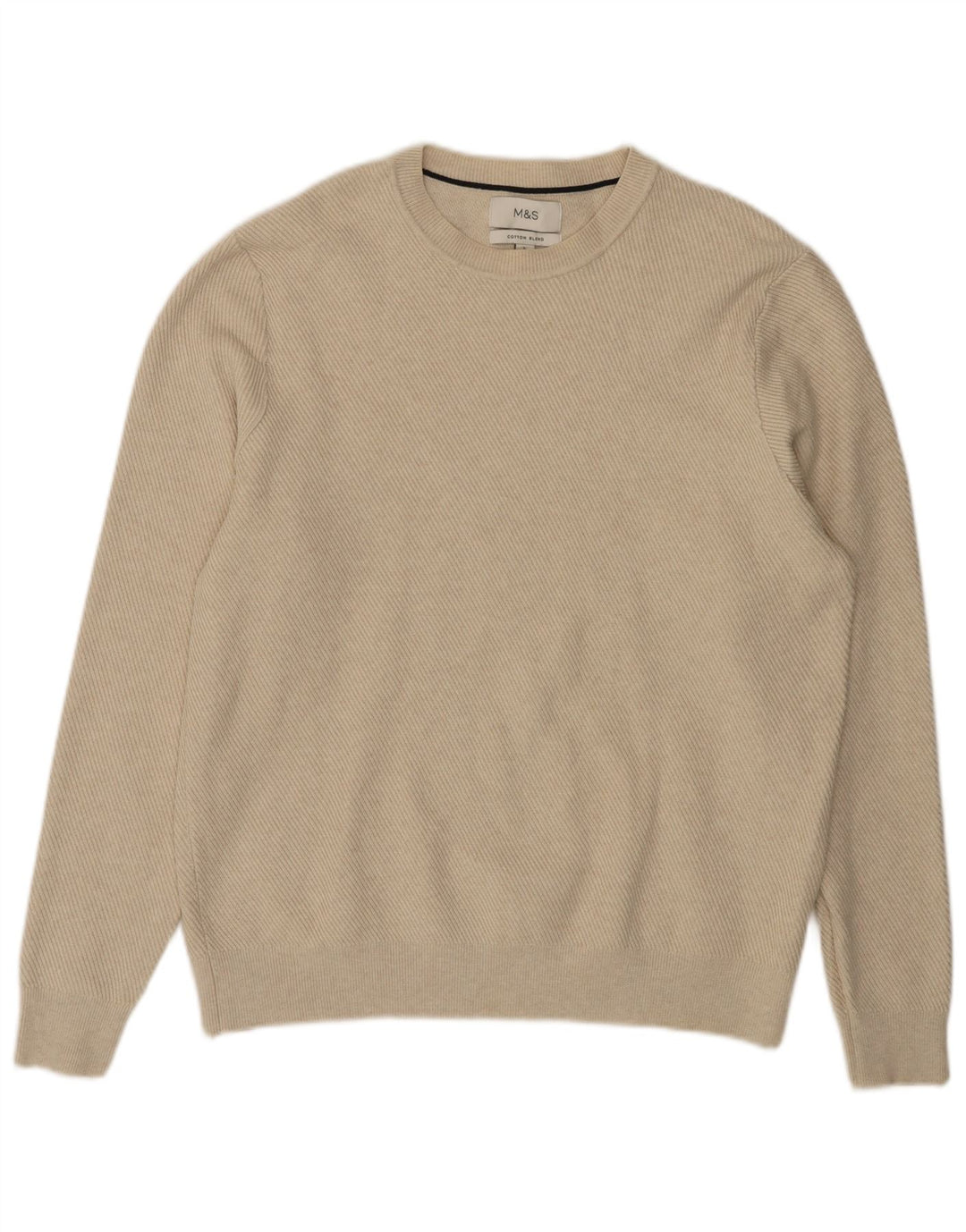 Suéter masculino Marks & Spencer com gola redonda, grande poliéster bege