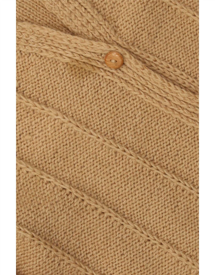 Suéter Cardigan Feminino Vintage Reino Unido 14 Grande Bege