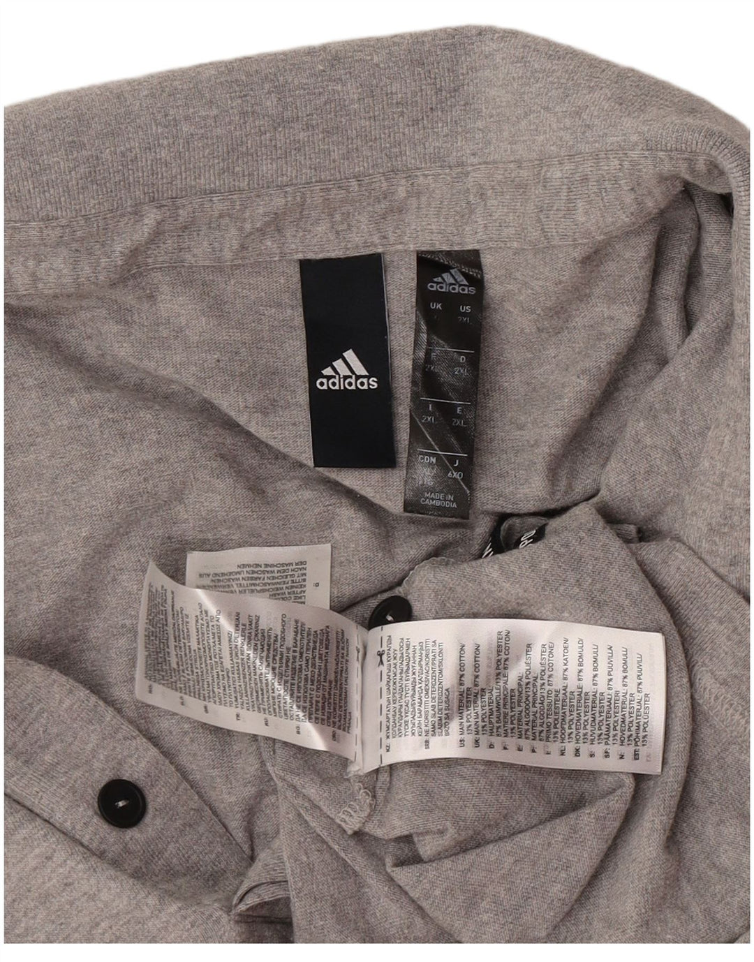 Camisa polo masculina Adidas 2XL algodão cinza