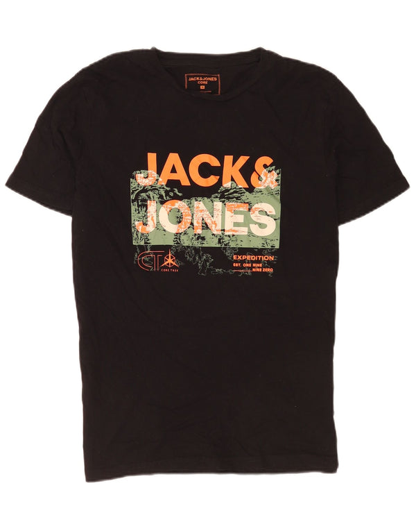 Camiseta gráfica masculina Jack & Jones Top médio algodão preto
