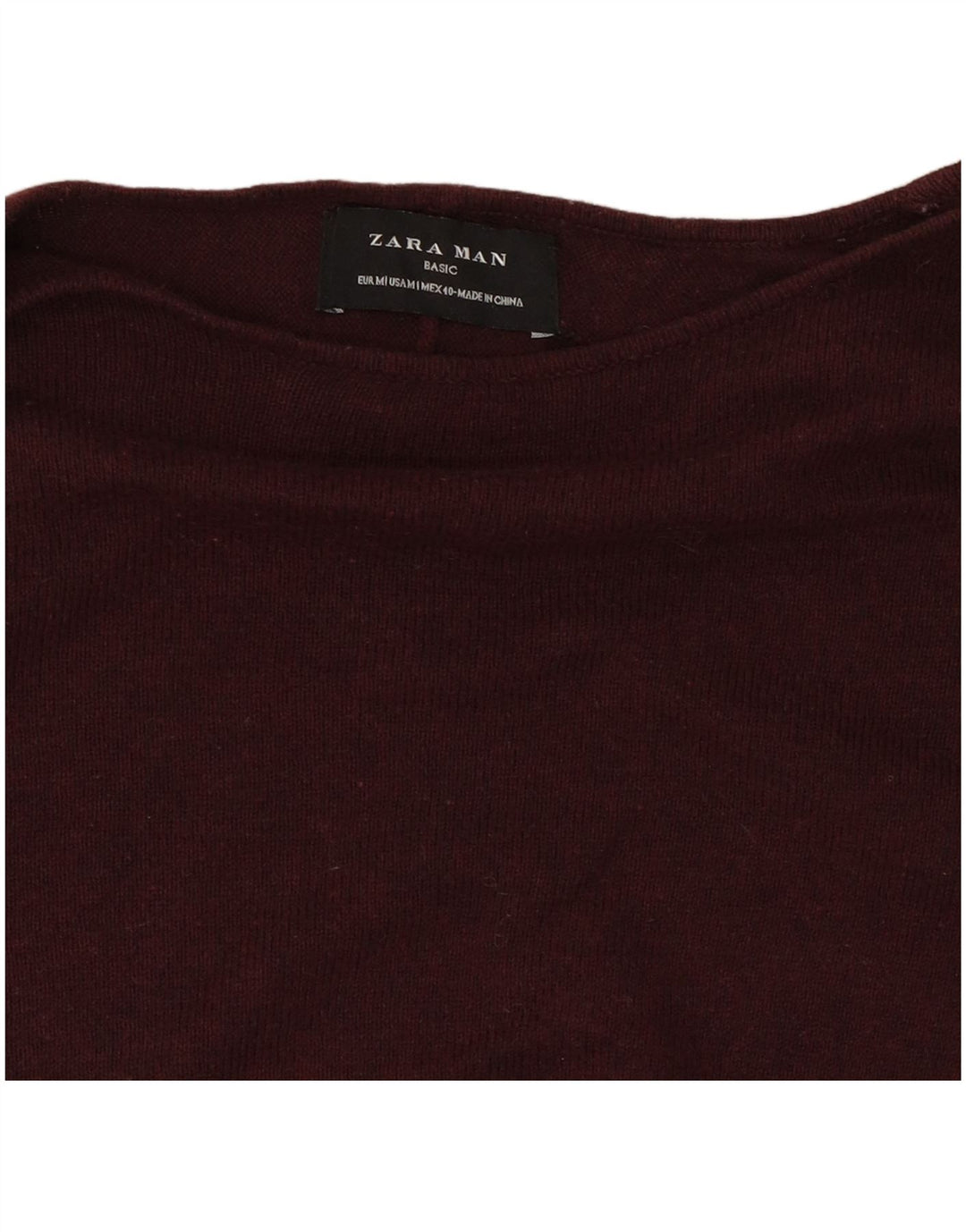 Zara Suéter masculino com gola canoa médio Borgonha