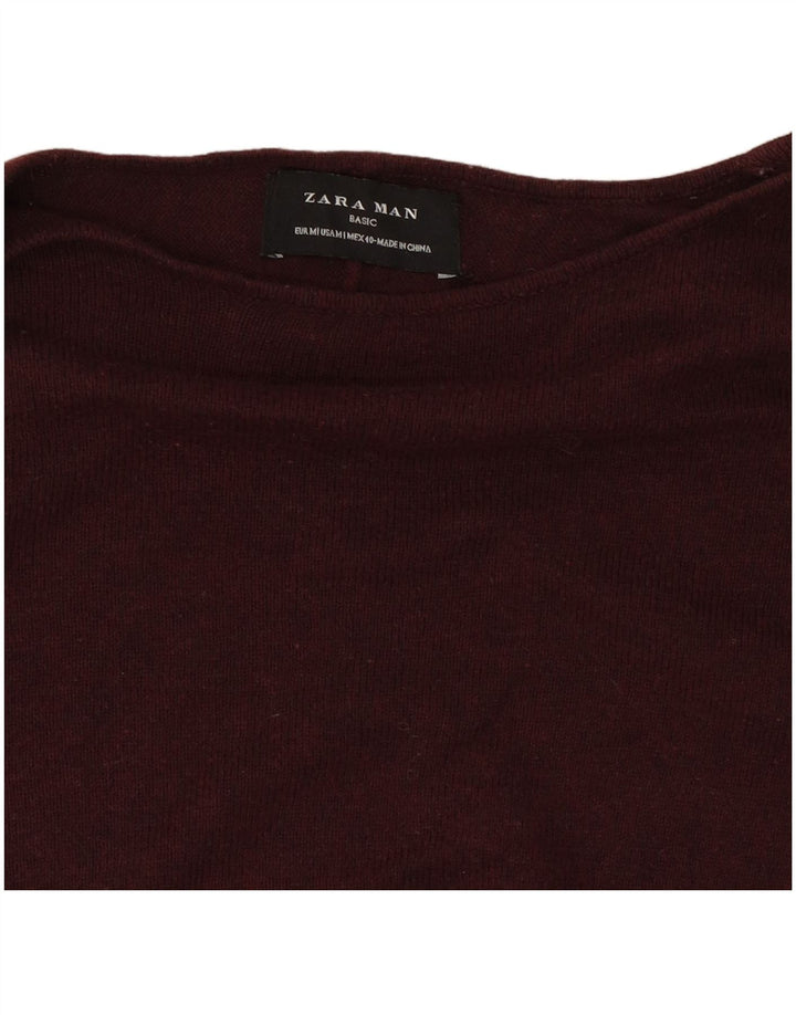 Zara Suéter masculino com gola canoa médio Borgonha