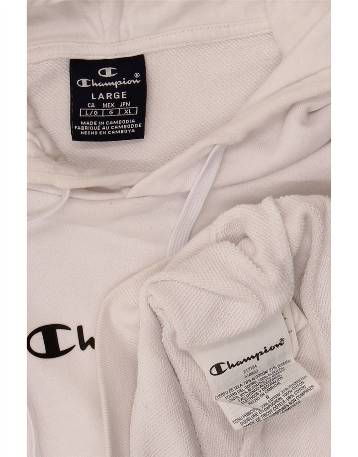 CHAMPION Suéter com capuz gráfico masculino grande algodão branco
