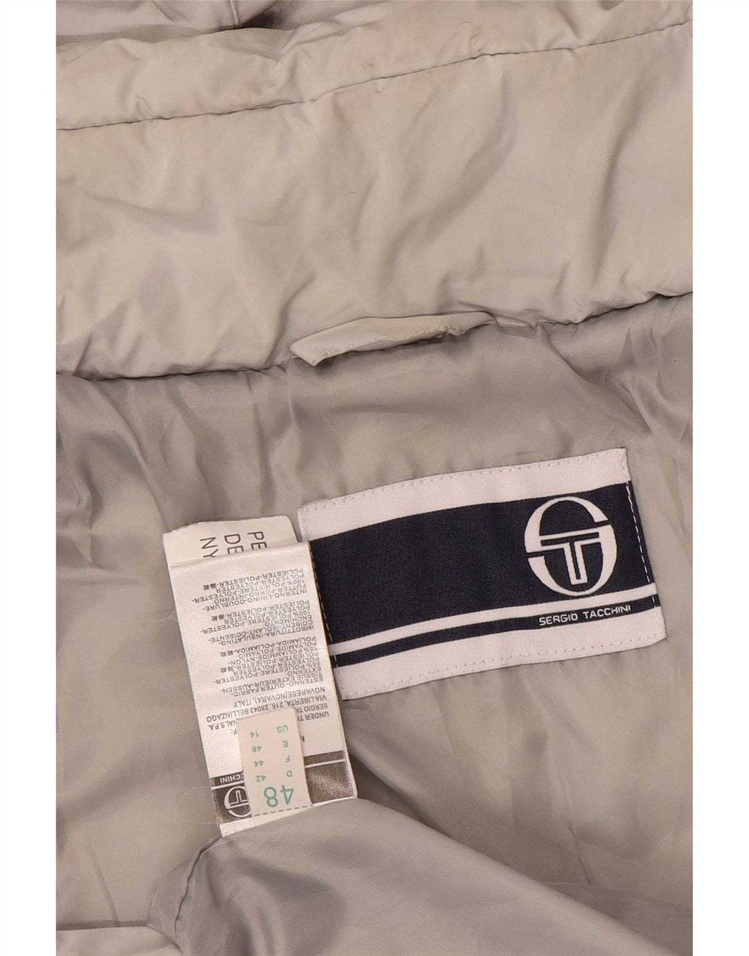 Jaqueta acolchoada com capuz feminino Sergio Tacchini US 14 XL poliéster cinza