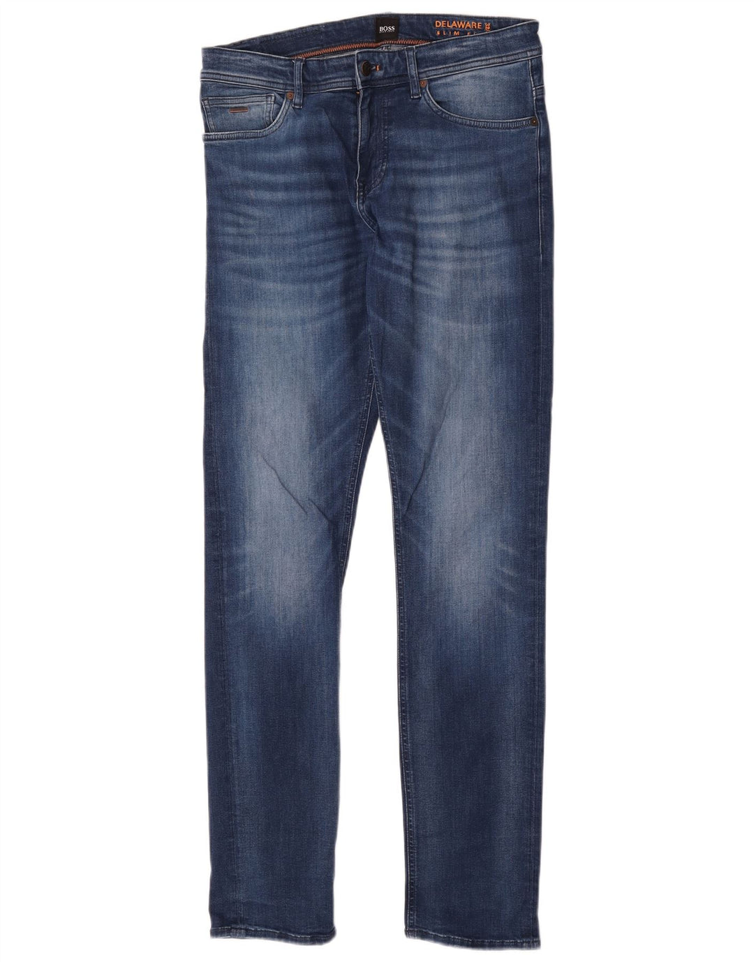 Hugo Boss feminino Delaware Slim Jeans W32 L34 azul algodão