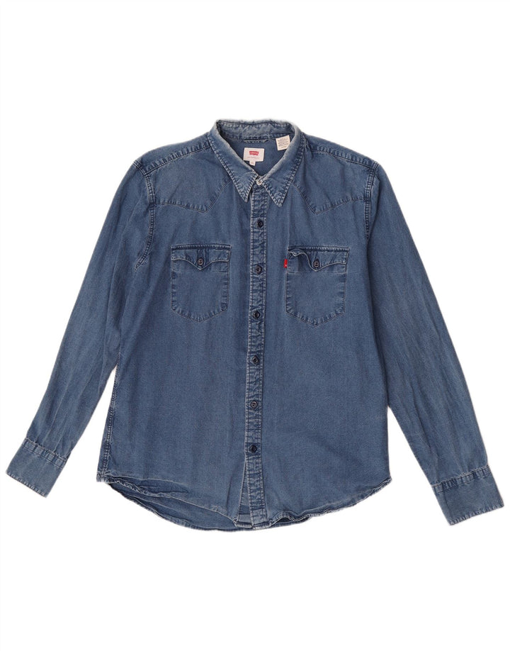 Camisa jeans masculina Levi's XL azul algodão