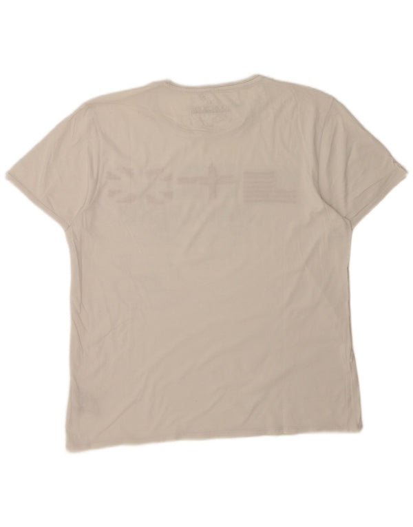 Camiseta masculina geográfica geográfica Napapijri Top XL algodão branco