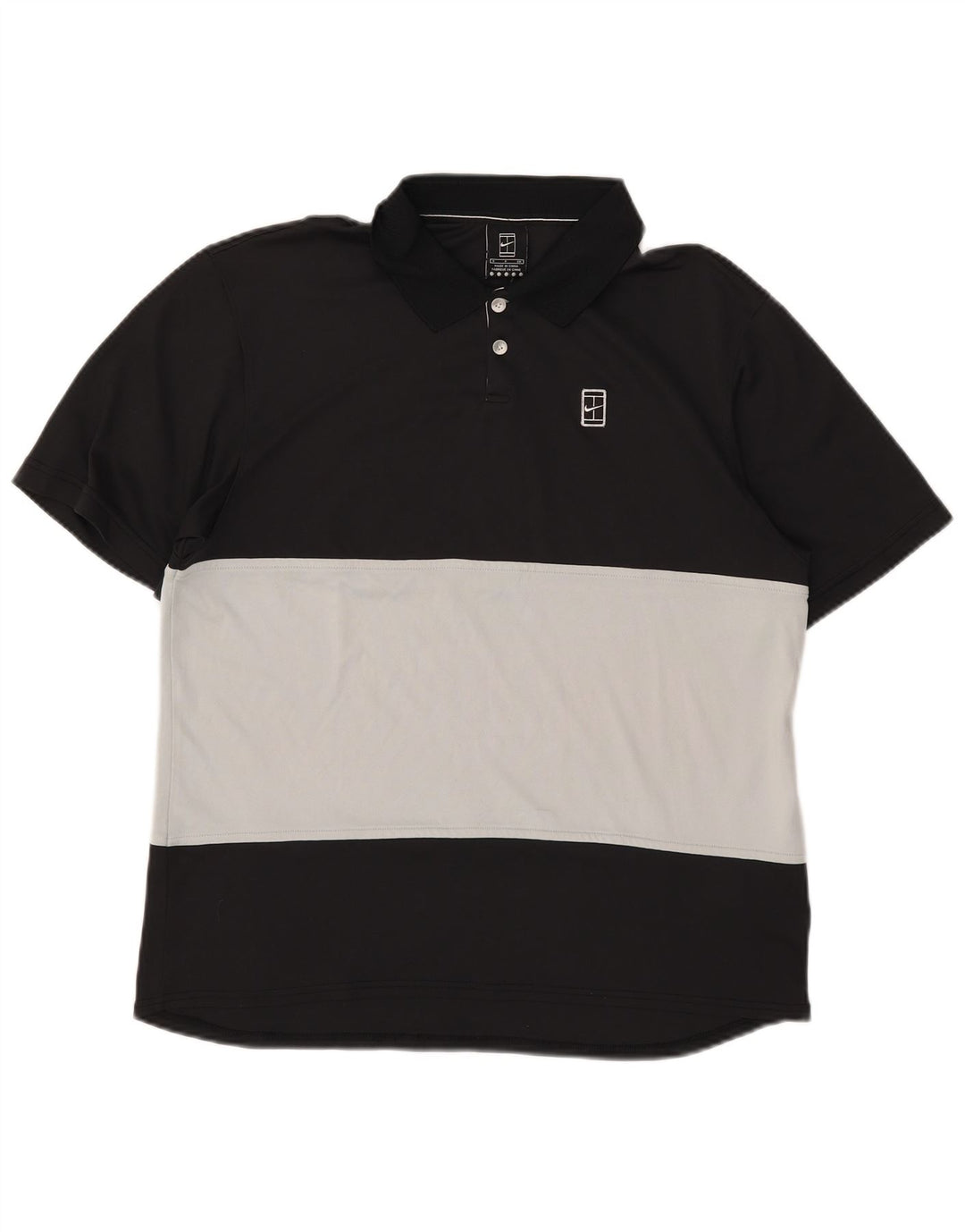 Camisa polo masculina Nike pequena preta colorblock poliéster