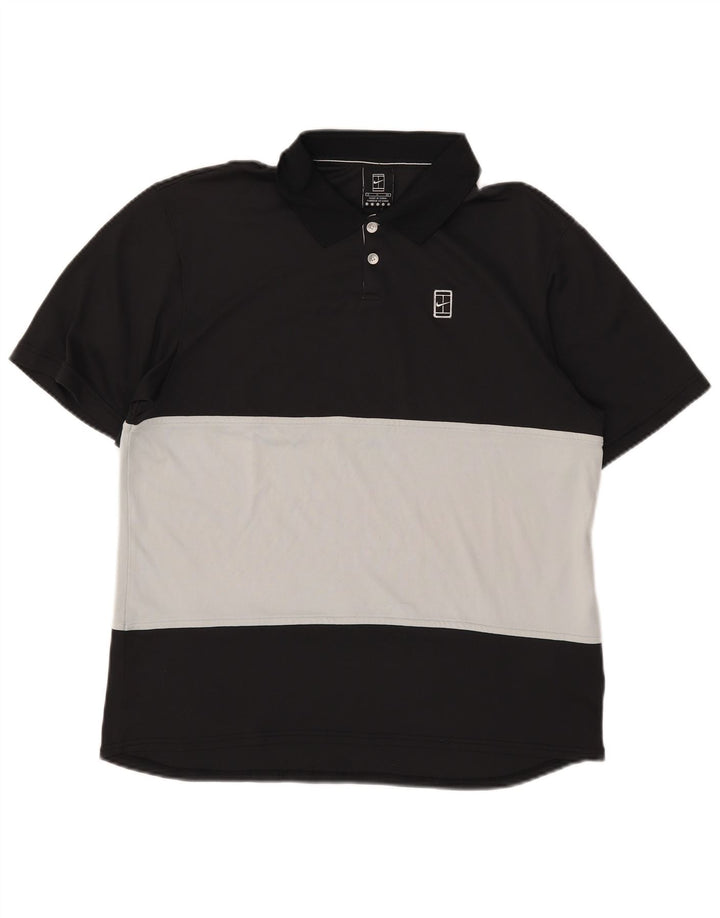Camisa polo masculina Nike pequena preta colorblock poliéster