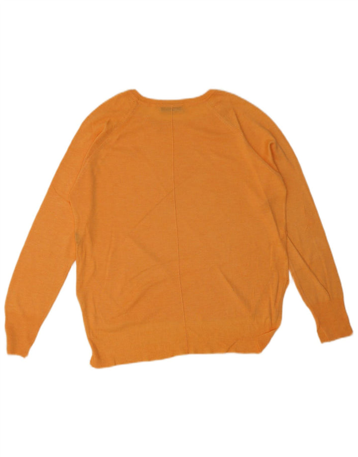 Suéter feminino Zara com gola canoa UK 14 médio laranja