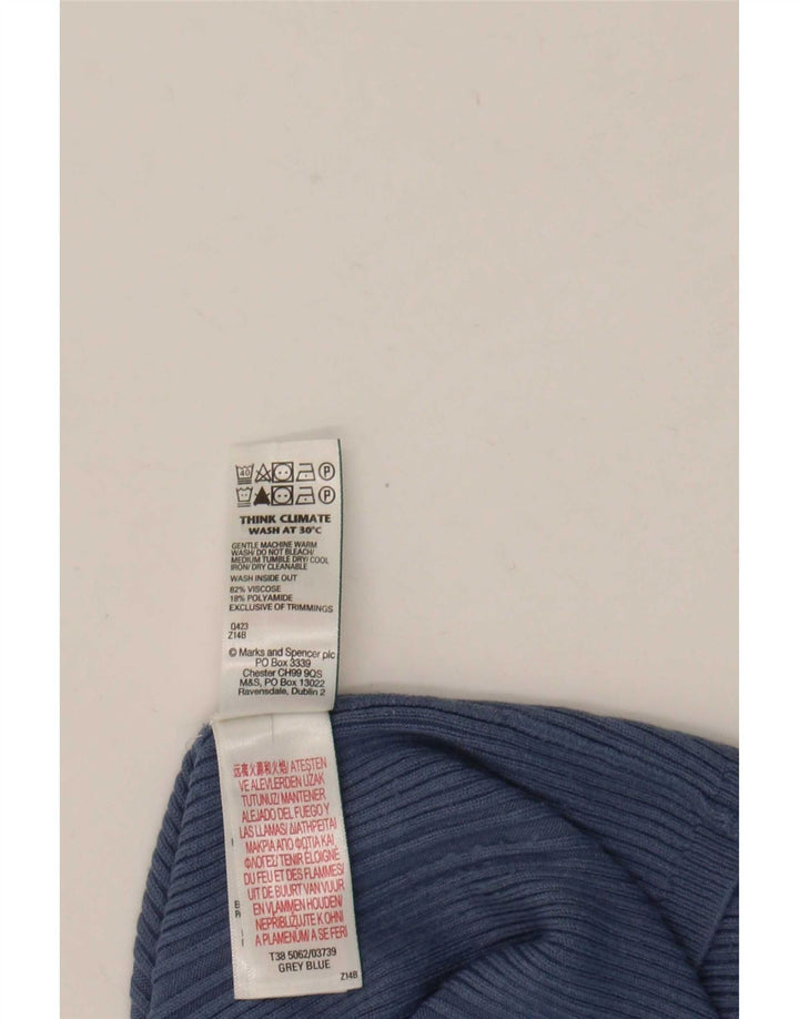 Suéter feminino Marks & Spencer com gola redonda Reino Unido 12 viscose azul médio