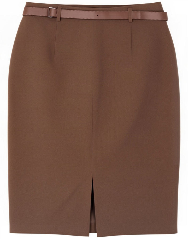 Saia lápis feminina vintage médio W32 poliéster marrom