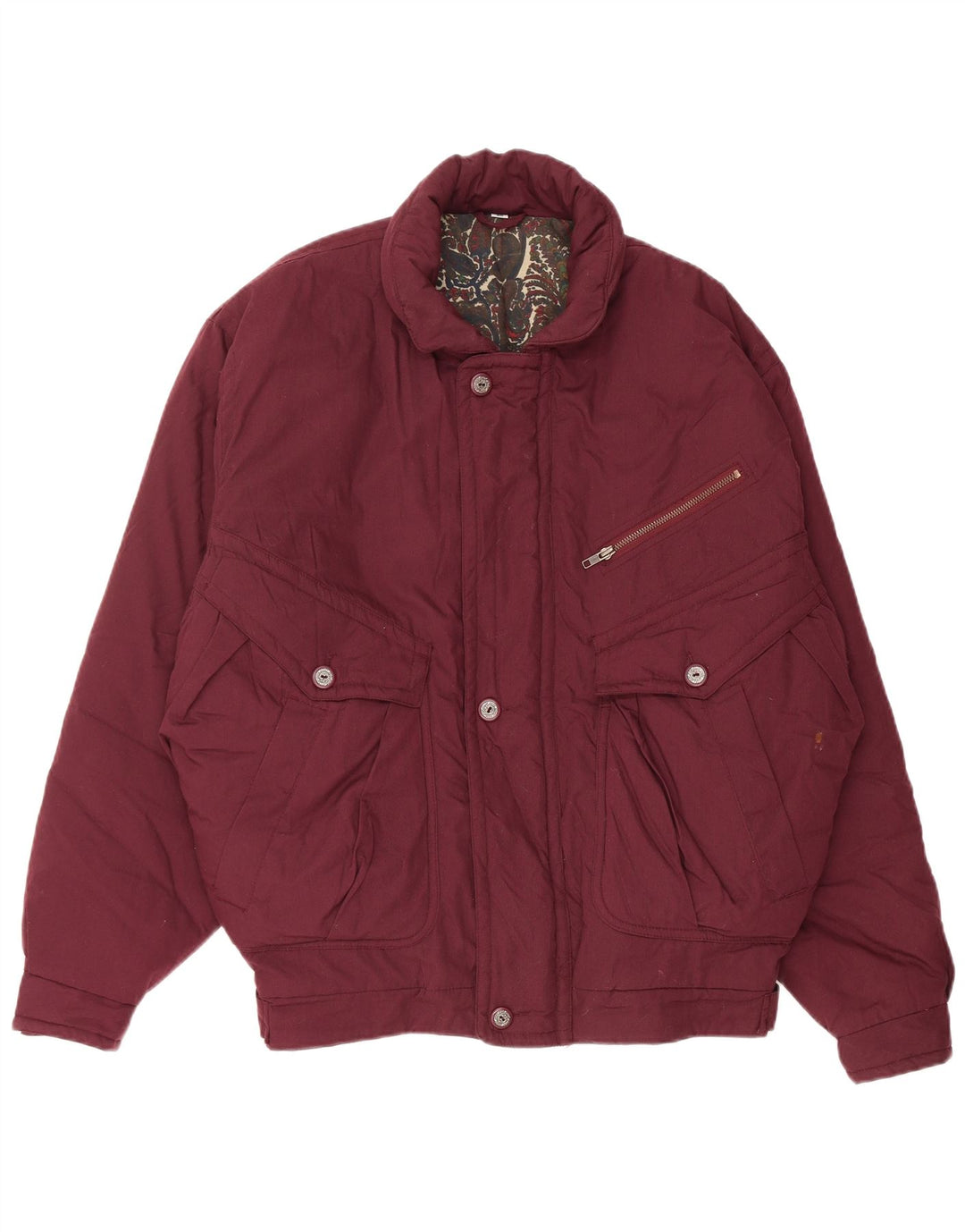 Jaqueta acolchoada masculina VINTAGE IT 50 grande poliéster cor de vinho