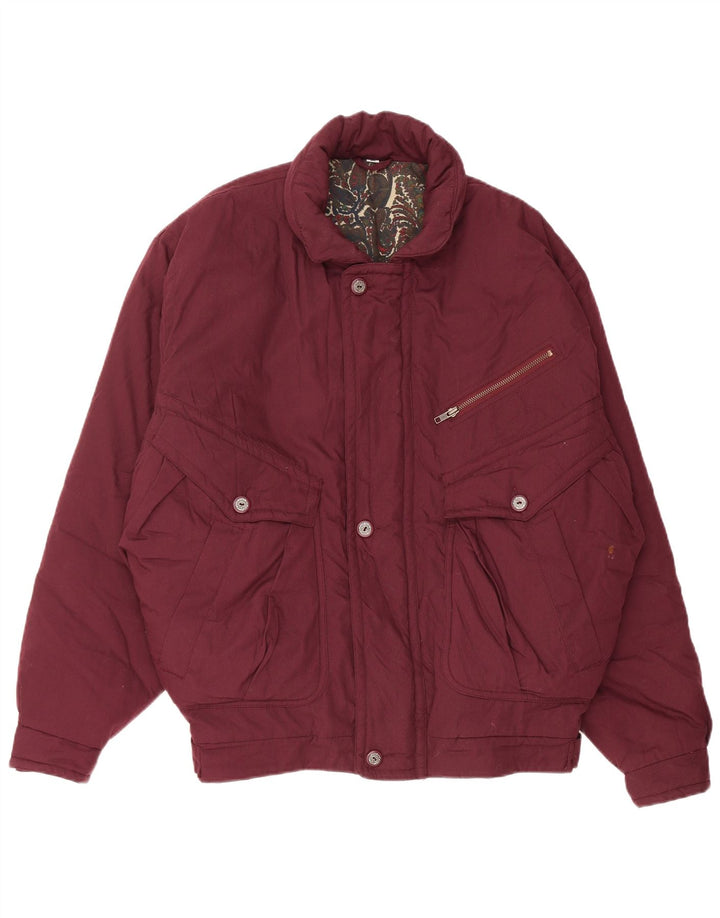 Jaqueta acolchoada masculina VINTAGE IT 50 grande poliéster cor de vinho