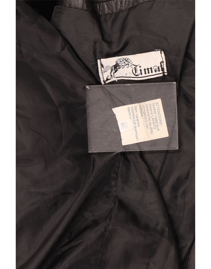 Casaco de couro masculino vintage tamanho 62 4XL couro preto