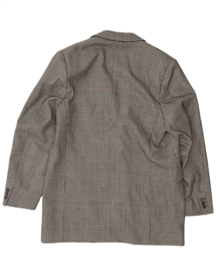 Jaqueta blazer masculina VINTAGE com 3 botões Reino Unido 38 Houndstooth cinza médio