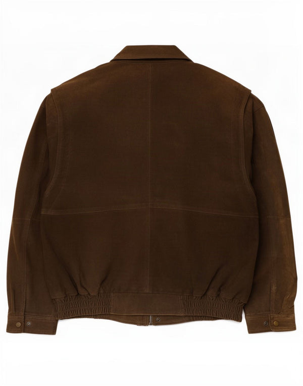 Basic Mens Suede Jacket UK 40 Large Brown Leather