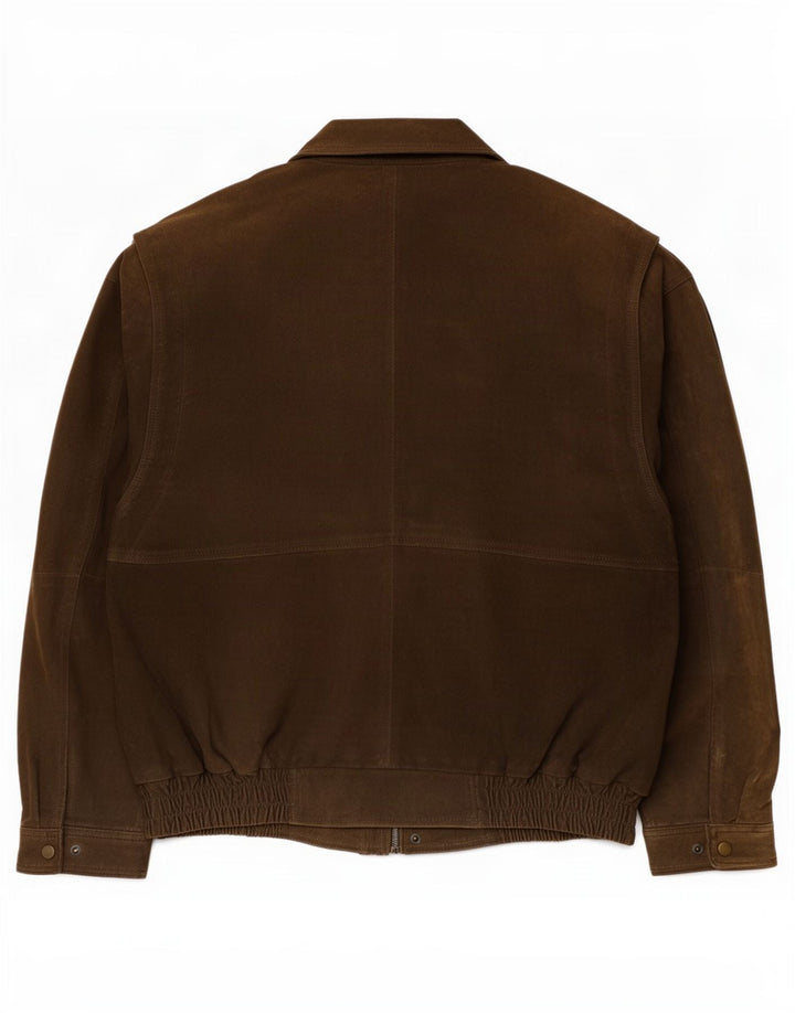 Jaqueta básica masculina de camurça UK 40 grande couro marrom
