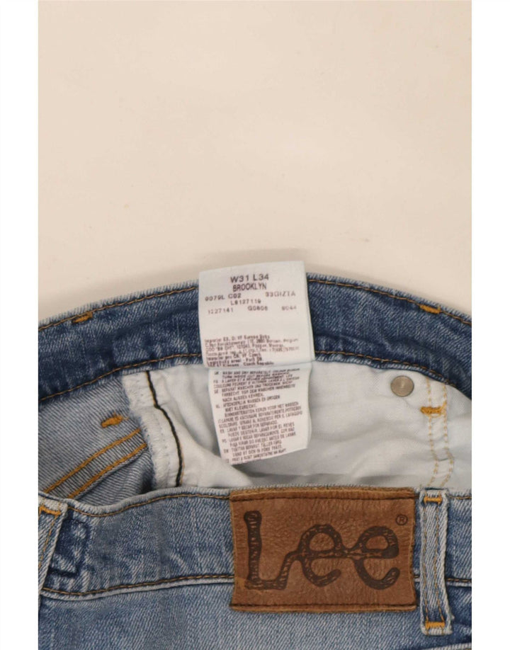 Lee Mens Brooklyn Straight Jeans W31 L27 Azul Algodão