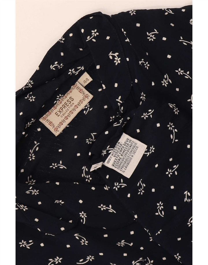 Blusa feminina de manga curta Express IT 44 médio azul marinho floral