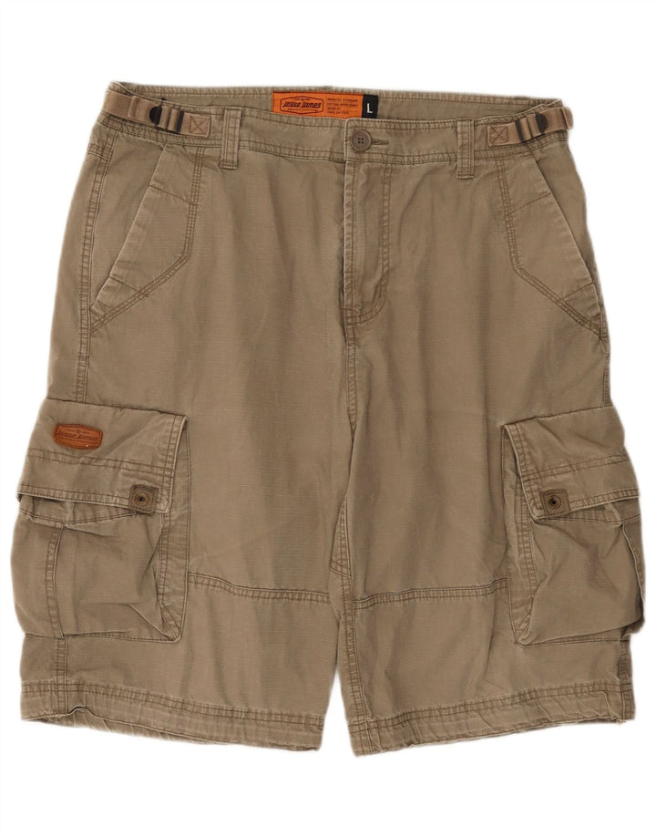 Jesse James Mens Cargo Shorts Grande W34 Algodão Bege
