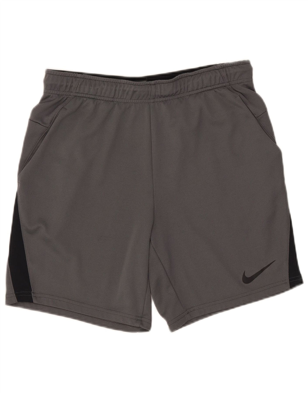 Shorts esportivos masculinos Nike Dri Fit cinza médio colorblock poliéster