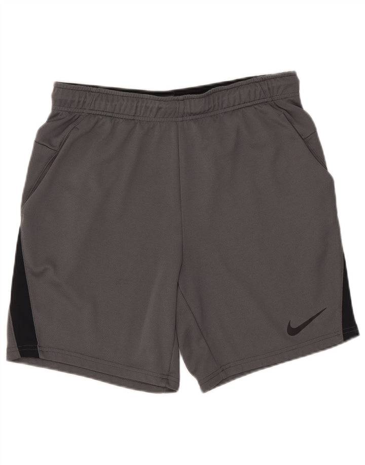 Shorts esportivos masculinos Nike Dri Fit cinza médio colorblock poliéster