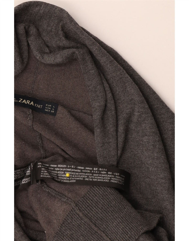 Suéter cardigã feminino grande Zara Reino Unido 16 viscose cinza grande