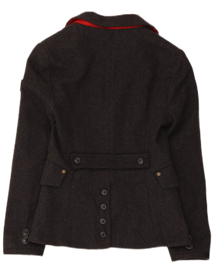 Jaqueta Blazer Superdry Feminina com 2 Botões Reino Unido 6 XS Lã Cinza