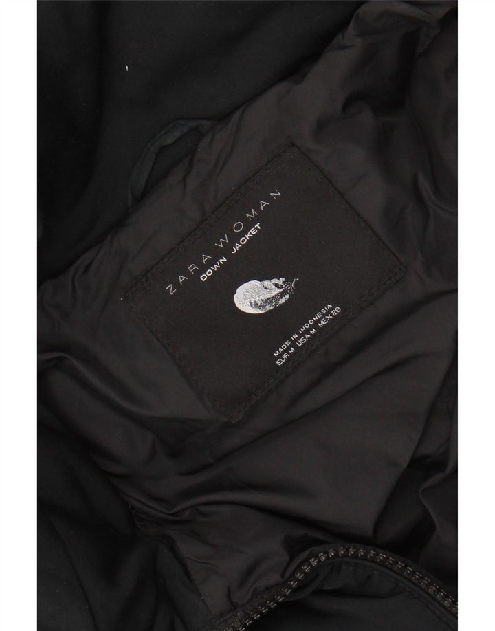 Jaqueta acolchoada com capuz feminina ZARA UK 12 médio preto