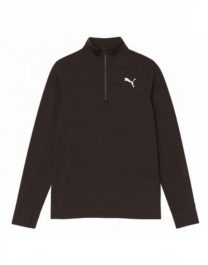 Puma Mens Zip Neck Pullover Treino Top Médio Poliéster Preto
