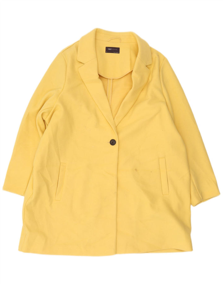 Sobretudo feminino Marks & Spencer UK 24 4XL algodão amarelo