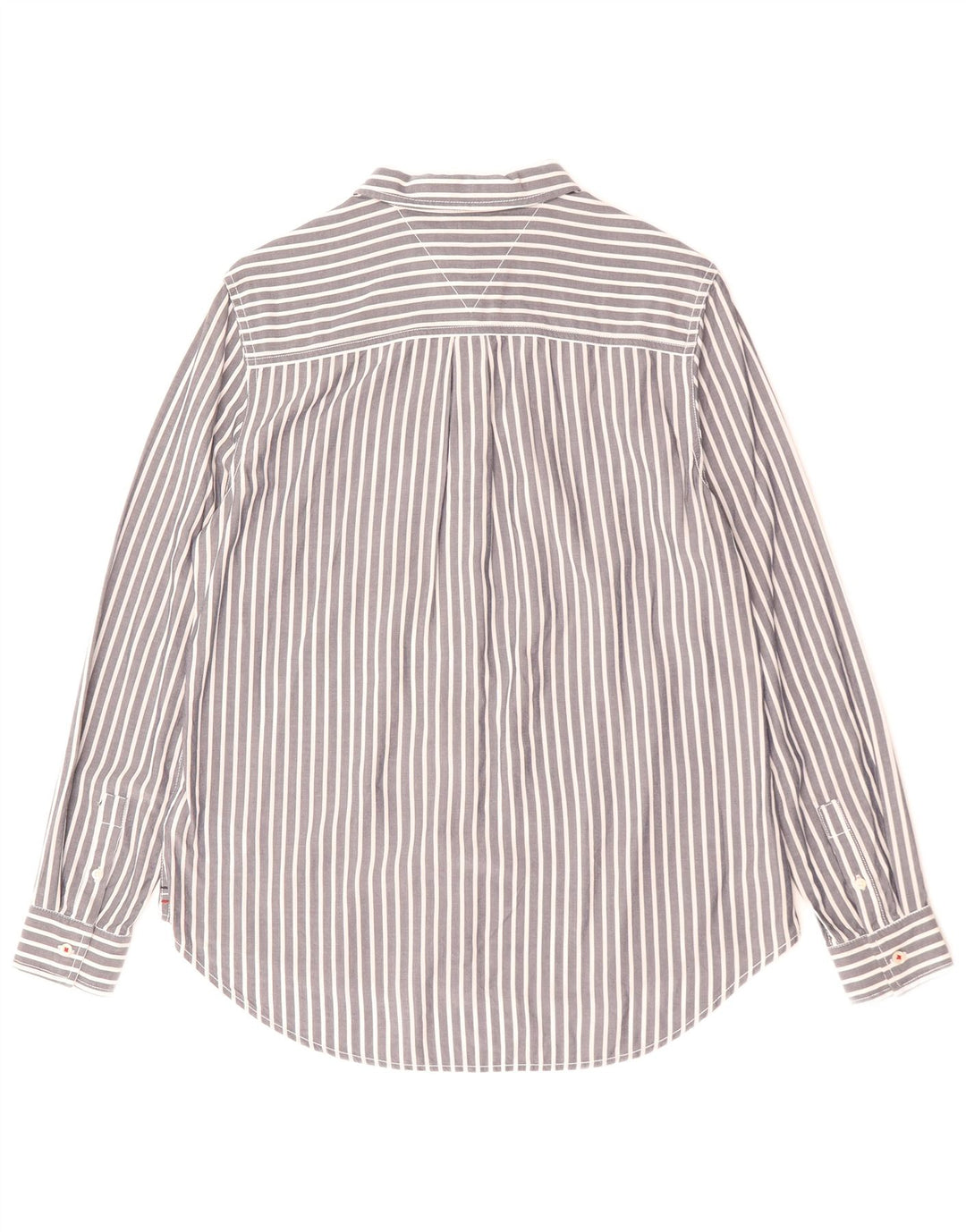 Camisa feminina Tommy Hilfiger UK 14 algodão listrado cinza médio