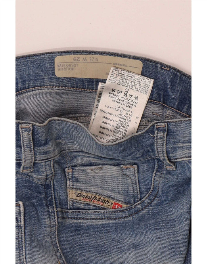Diesel feminino super slim jeans desgastado W29 L28 algodão azul