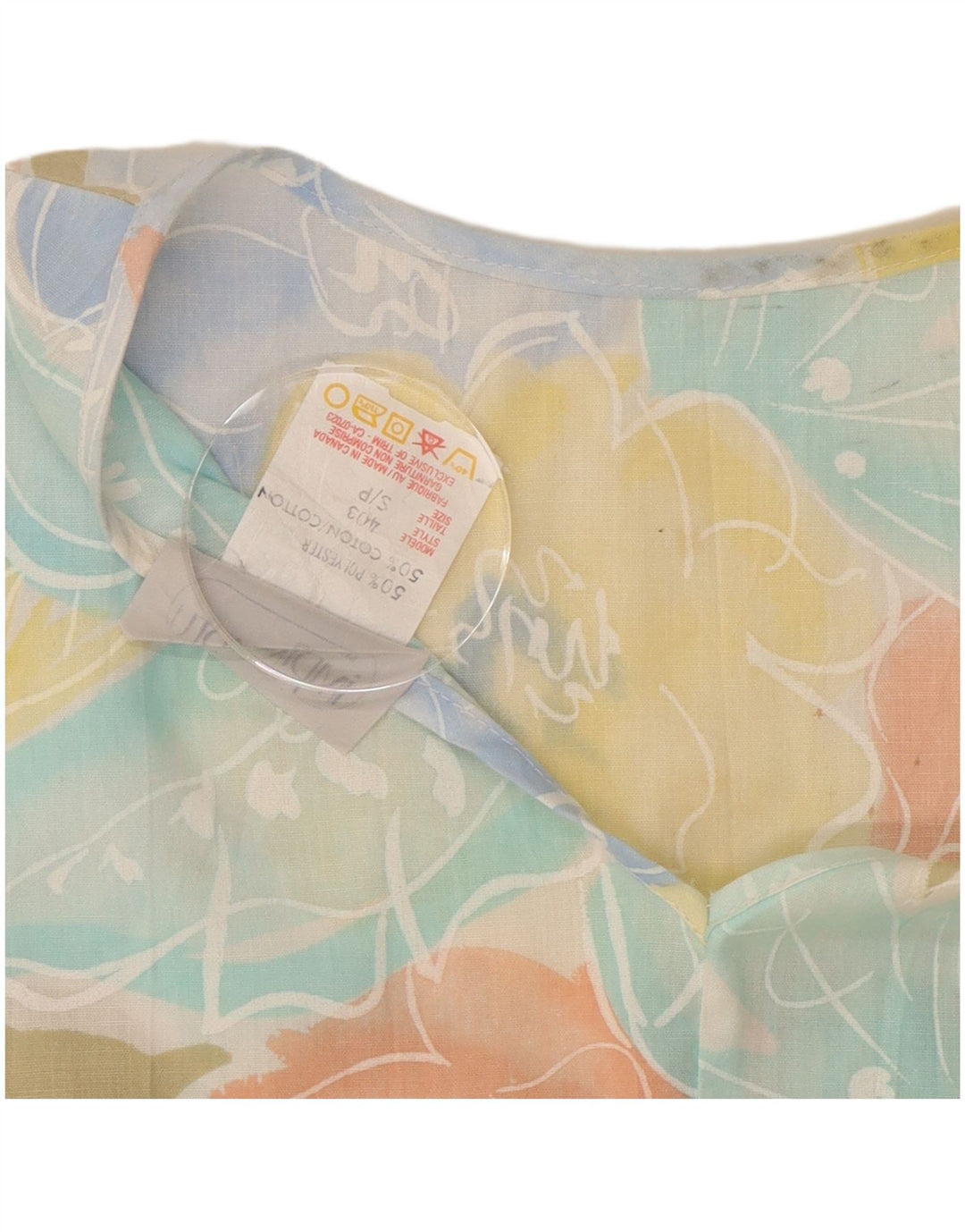 Blusa feminina improvisada Top UK 10 poliéster floral multicolorido pequeno