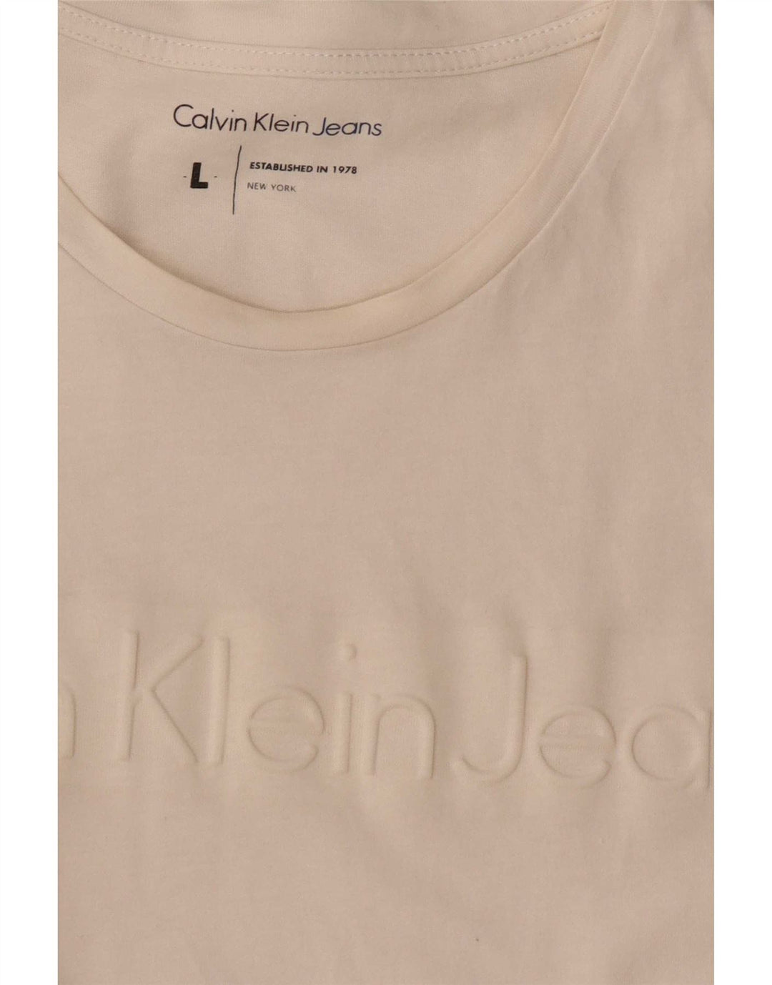 Camiseta masculina Calvin Klein Jeans gráfica grande branca