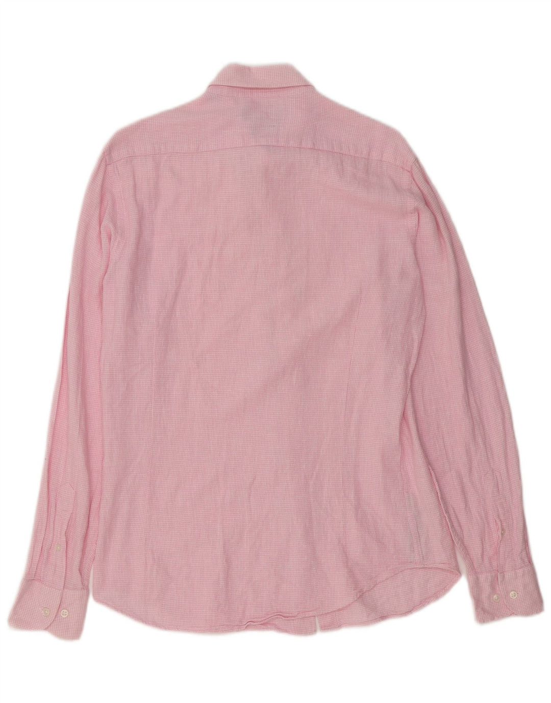 Camisa masculina Massimo Dutti pequena xadrez rosa algodão