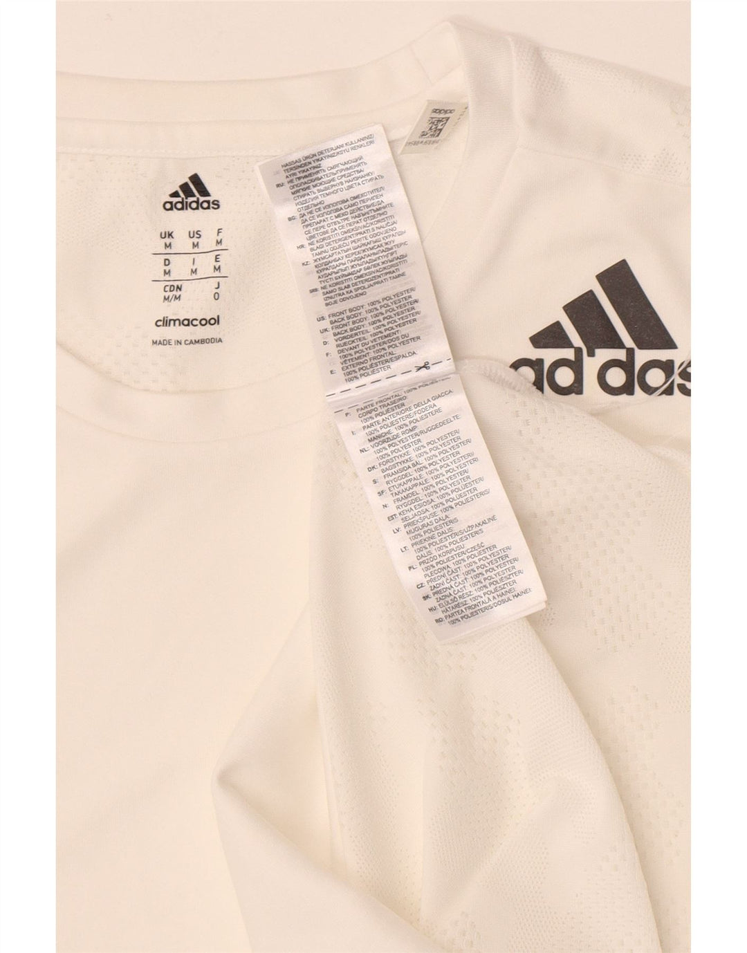 Adidas Mens Camiseta Top Médio Poliéster Branco