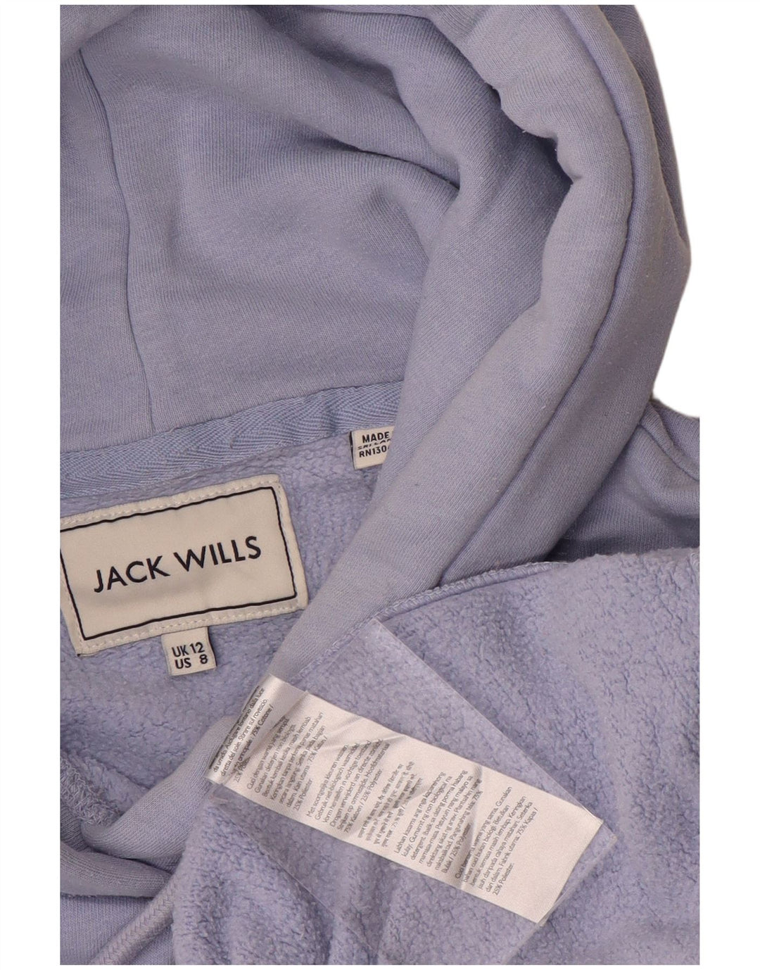 JACK WILLS moletom feminino com capuz gráfico Reino Unido 12 algodão roxo médio